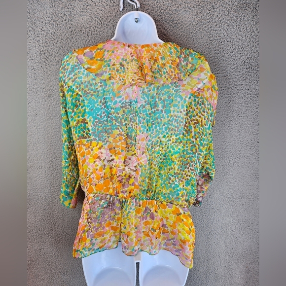 Milly Womens Silk Pastel Confetti Blouson & Matching Tank Under Sz 10 V/Neck - Picture 7 of 15